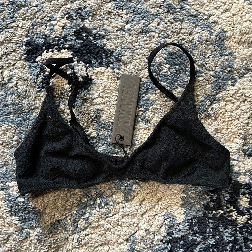 Black terry cloth Bathing suit top